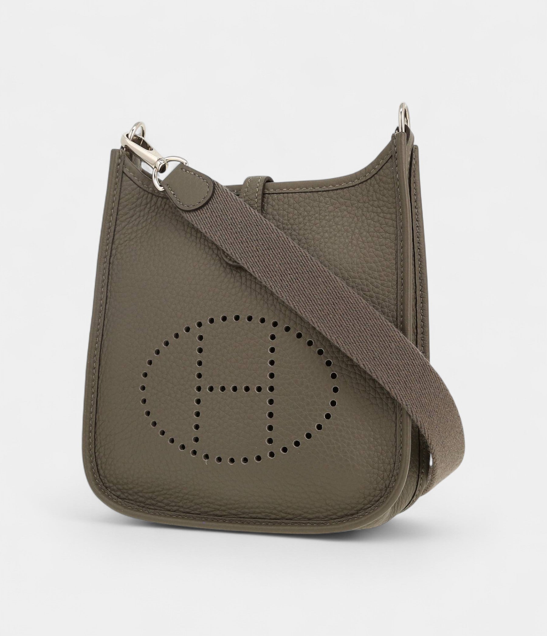 Hermès Mini Evelyne Shoulder Bag in Grey Taurillon Clémence Leather