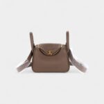 Hermès Mini Lindy Etoupe Clemence Gold Hardware