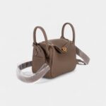 Hermès Mini Lindy Etoupe Clemence Gold Hardware