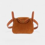 Hermès Mini Lindy Rose Azaleas Chamois Gold Grizzly Swift Gold Hardware