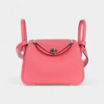 Hermès Mini Lindy Rose Azaleas Clemence Palladium Hardware