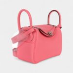Hermès Mini Lindy Rose Azaleas Clemence Palladium Hardware