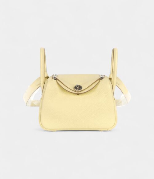 Hermès Mini Lindy Verso Yellow Milton Pearl Grey Clemence Palladium Hardware
