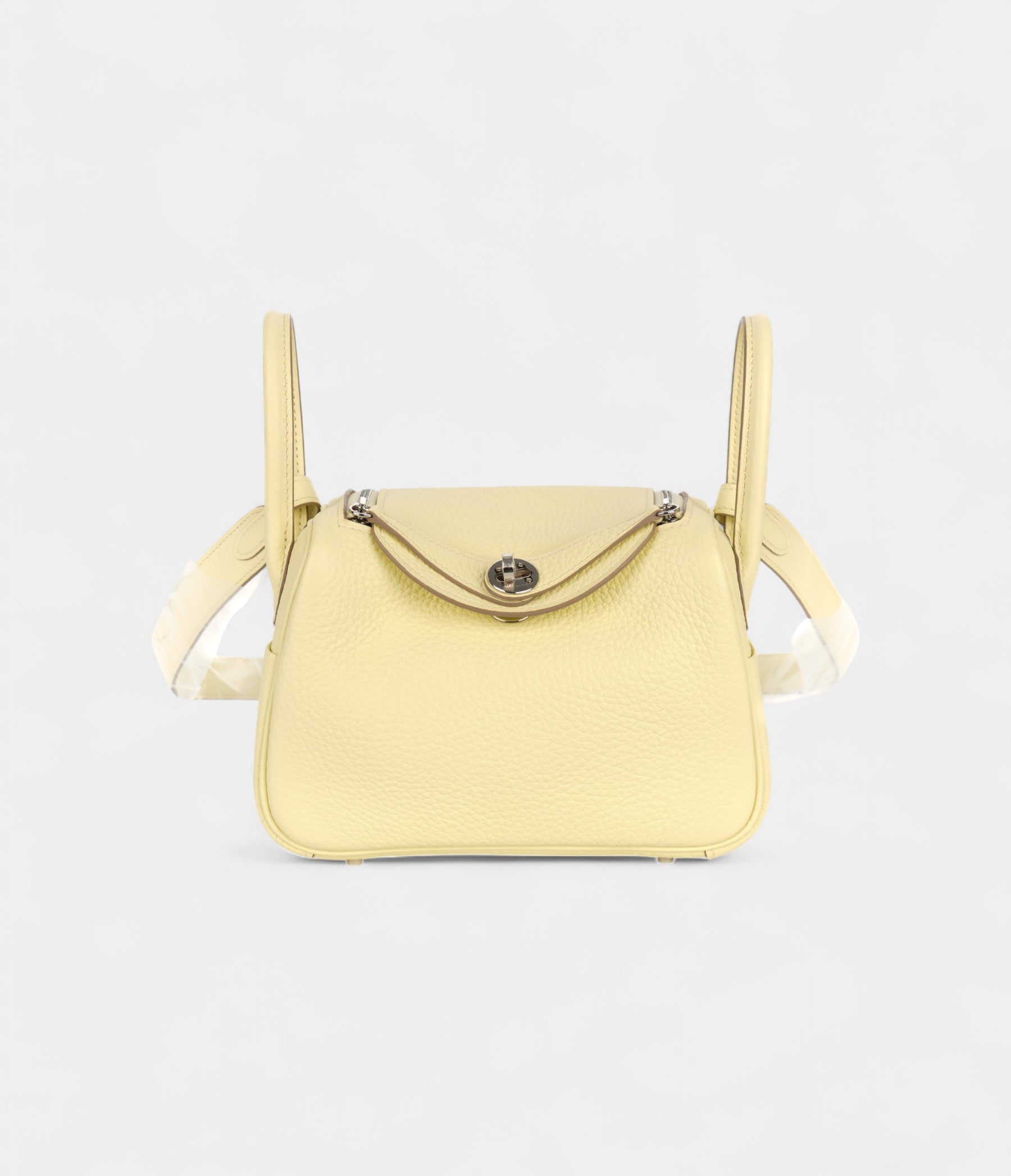Hermès Mini Lindy Verso Yellow Milton Pearl Grey Clemence Palladium Hardware