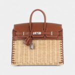 Hermès Naturel Wicker and Fauve Barenia Picnic Birkin 25 Palladium Hardware