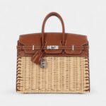 Hermès Naturel Wicker and Fauve Barenia Picnic Birkin 25 Palladium Hardware