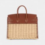 Hermès Naturel Wicker and Fauve Barenia Picnic Birkin 25 Palladium Hardware