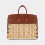 Hermès Naturel Wicker and Fauve Barenia Picnic Birkin 25 Palladium Hardware