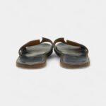 Hermes Navy Blue Leather Izmir Slides 44 EU
