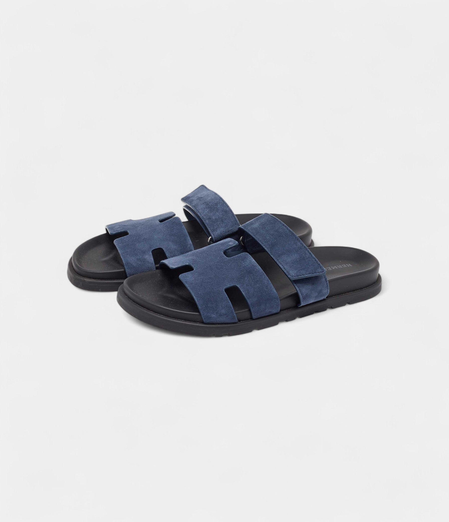 Hermes Navy Blue Nubuck Leather Chypre Sandals 42 EU