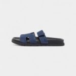 Hermes Navy Blue Nubuck Leather Chypre Sandals 42 EU