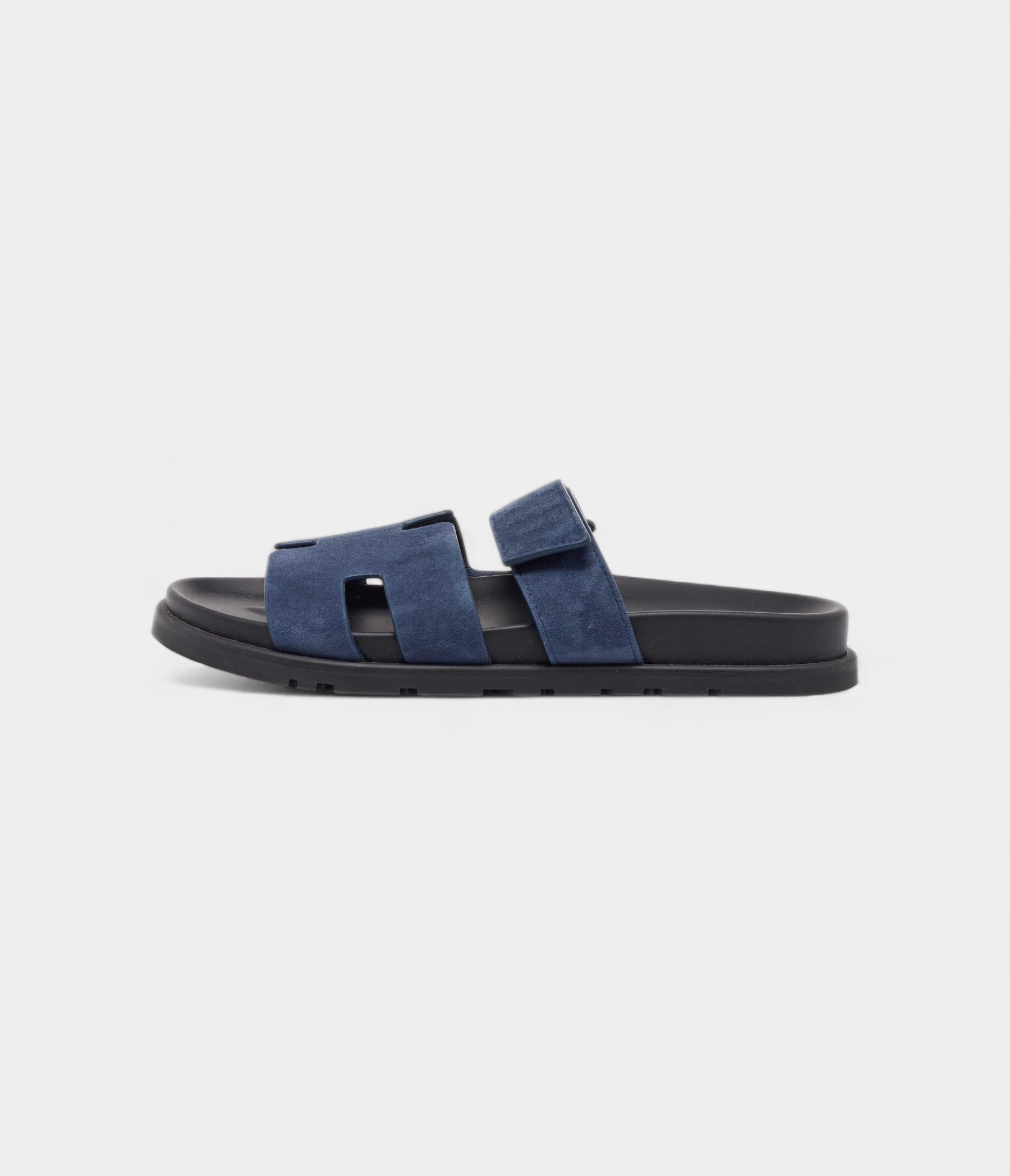 Hermes Navy Blue Nubuck Leather Chypre Sandals 42 EU