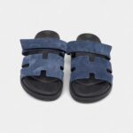 Hermes Navy Blue Nubuck Leather Chypre Sandals 42 EU