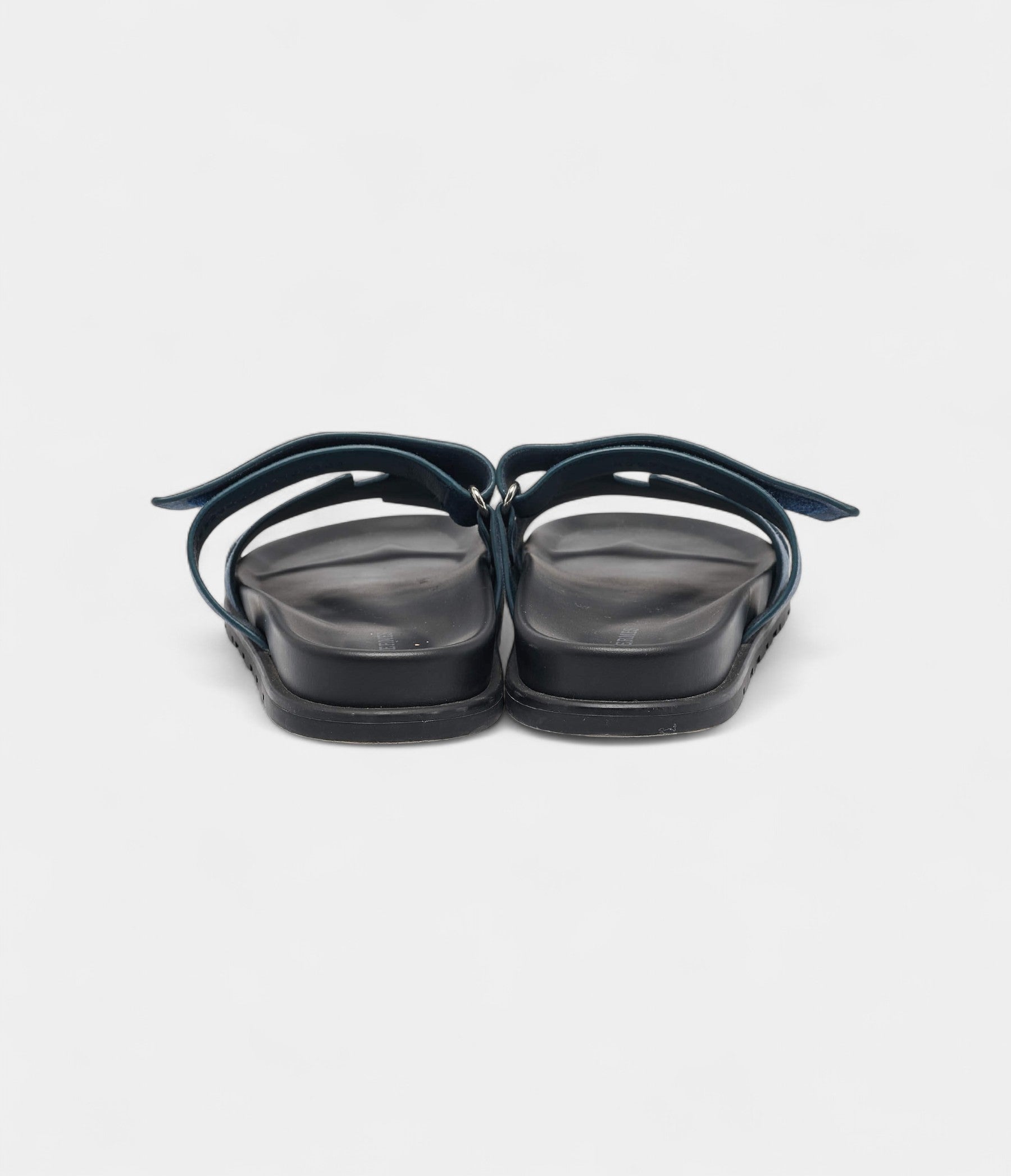 Hermes Navy Blue Suede Chypre Sandals 41 EU