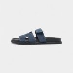 Hermes Navy Blue Suede Chypre Sandals 41 EU