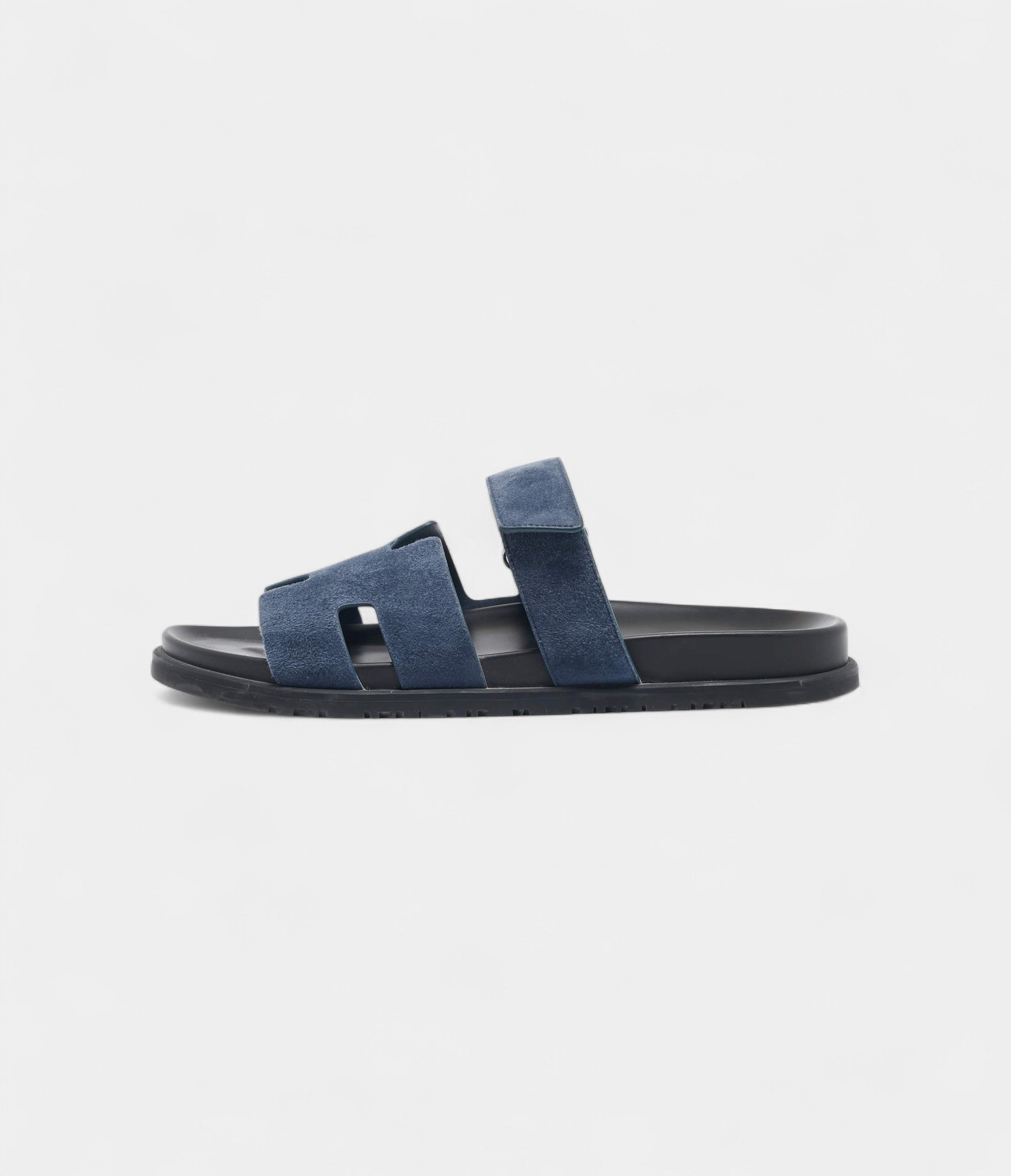HermesNavyBlueSuedeChypreSandals45.5EU_1.jpg Hermès Navy Blue Suede Chypre Sandals 45.5 EU