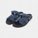 Hermès Navy Blue Suede Chypre Sandals 45.5 EU