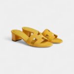 Hermès Oasis Sandals Calfskin- Yellow Suede Buttercup Gold