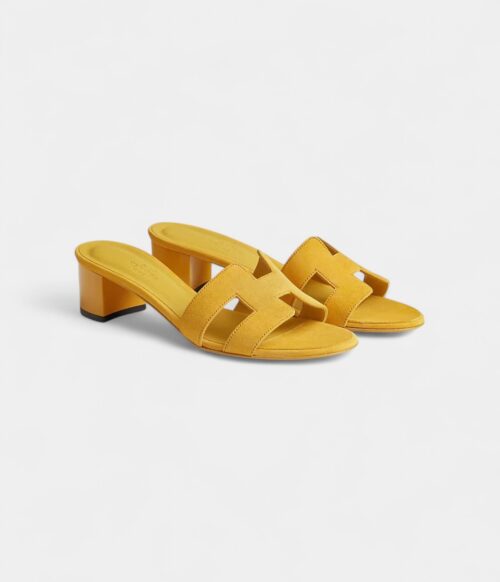Hermès Oasis Sandals Calfskin- Yellow Suede Buttercup Gold