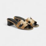 Hermès Oasis Sandals Calfskin Gold Dore Side