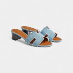Hermès Oasis Sandals Fringe Denim Blue Clair