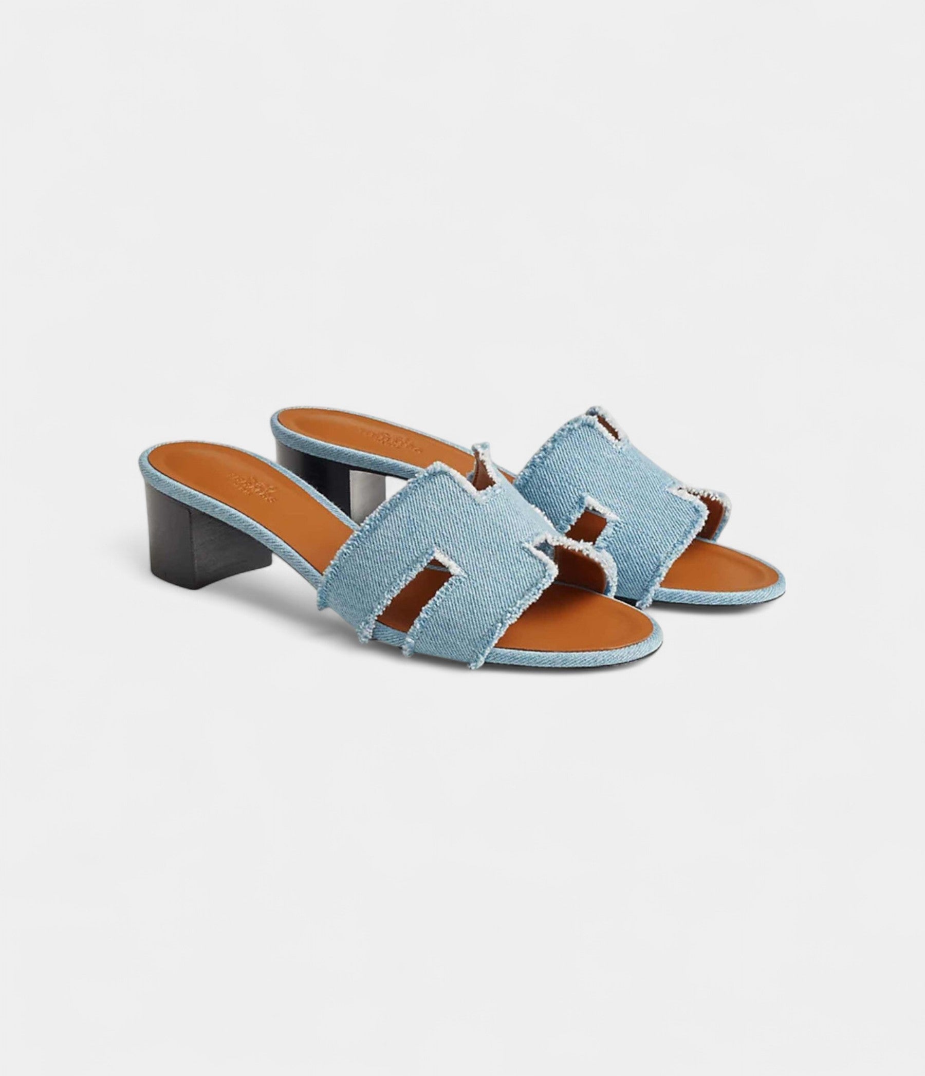 Hermès Oasis Sandals Fringe Denim Blue Clair