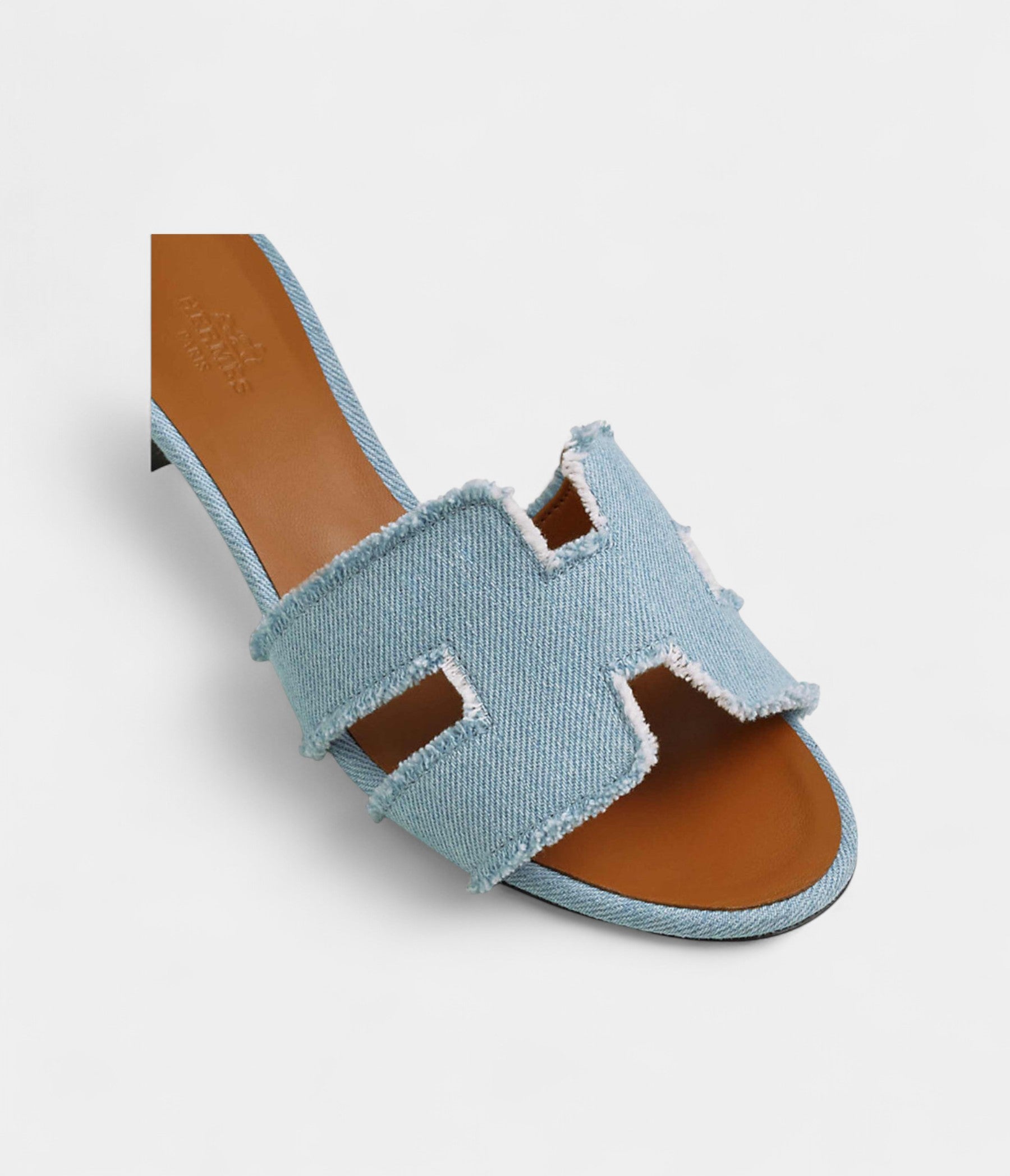 Hermès Oasis Sandals Fringe Denim Blue Clair