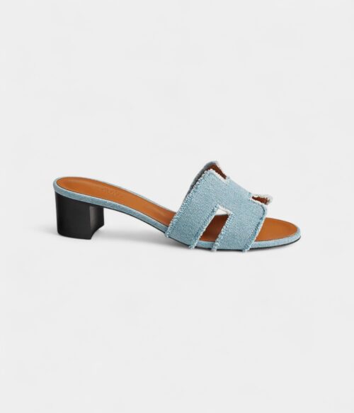 Hermès Oasis Sandals Fringe Denim Blue Clair
