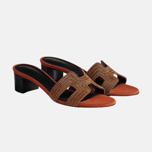 Hermès Oasis Sandals Goatskin Suede and Fire Red-of Turin