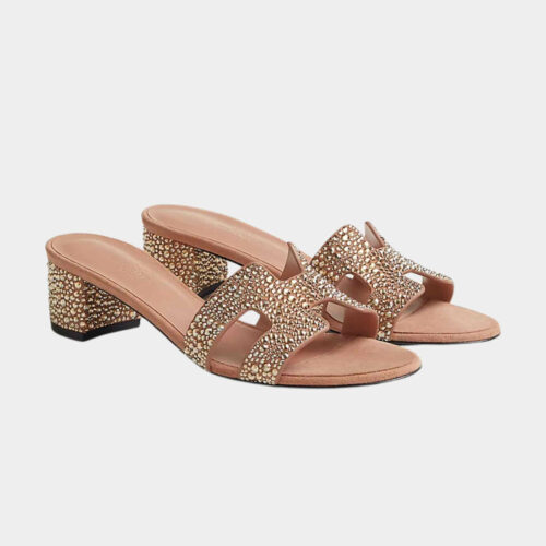 Hermès Oasis Sandals Nude Rhinestones Leather