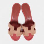 Hermès Oasis Sandals Rouge Blush Fur 38.5