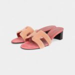 Hermès Oasis Sandals Rouge Blush Fur 38.5