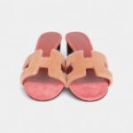Hermès Oasis Sandals Rouge Blush Fur 38.5