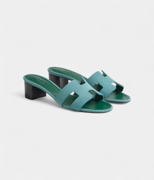 Hermès Oasis Sandals Suede Goatskin Mineral Blue