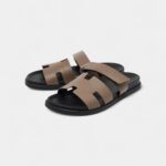 Hermes Olive Green Leather Chypre Flat Sandals 46 EU
