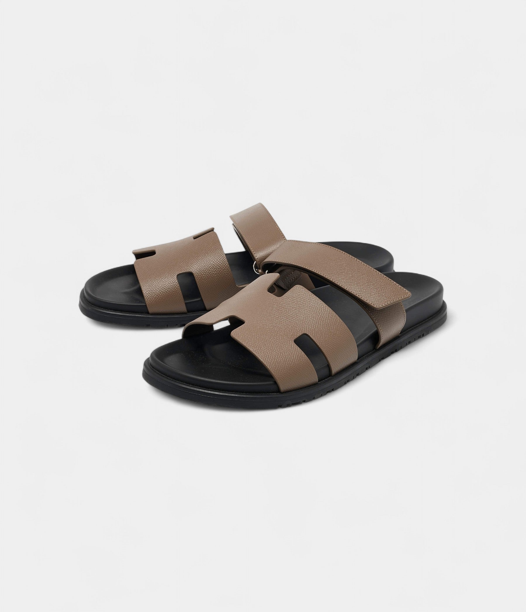 Hermes Olive Green Leather Chypre Flat Sandals 46 EU