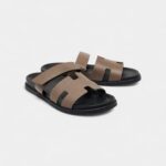 Hermes Olive Green Leather Chypre Flat Sandals 46 EU