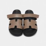 Hermes Olive Green Leather Chypre Flat Sandals 46 EU