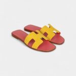 Hermès Oran Sandal Jaune Sable and Rose Azalee Suede Goatskin 38.5 EU