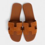 Hermès Oran Sandal Natural Suede Goatskin 37 EU