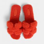Hermès Oran Sandal Orange Shearling 37