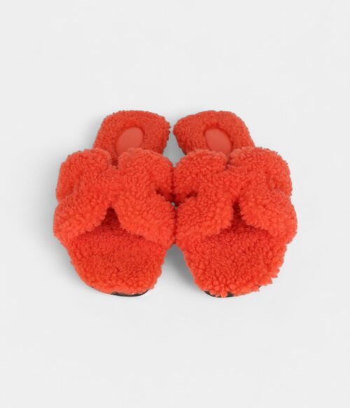 Hermès Oran Sandal Orange Shearling 37
