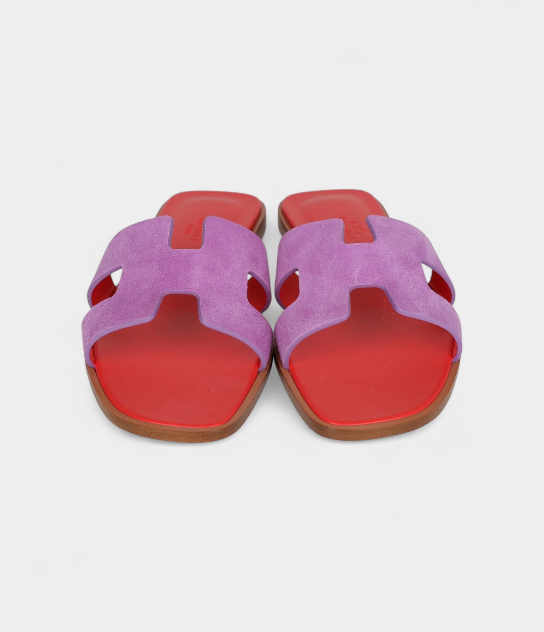Hermès Oran Sandal Violet Parme and Red Suede Goatskin 38.5 EU