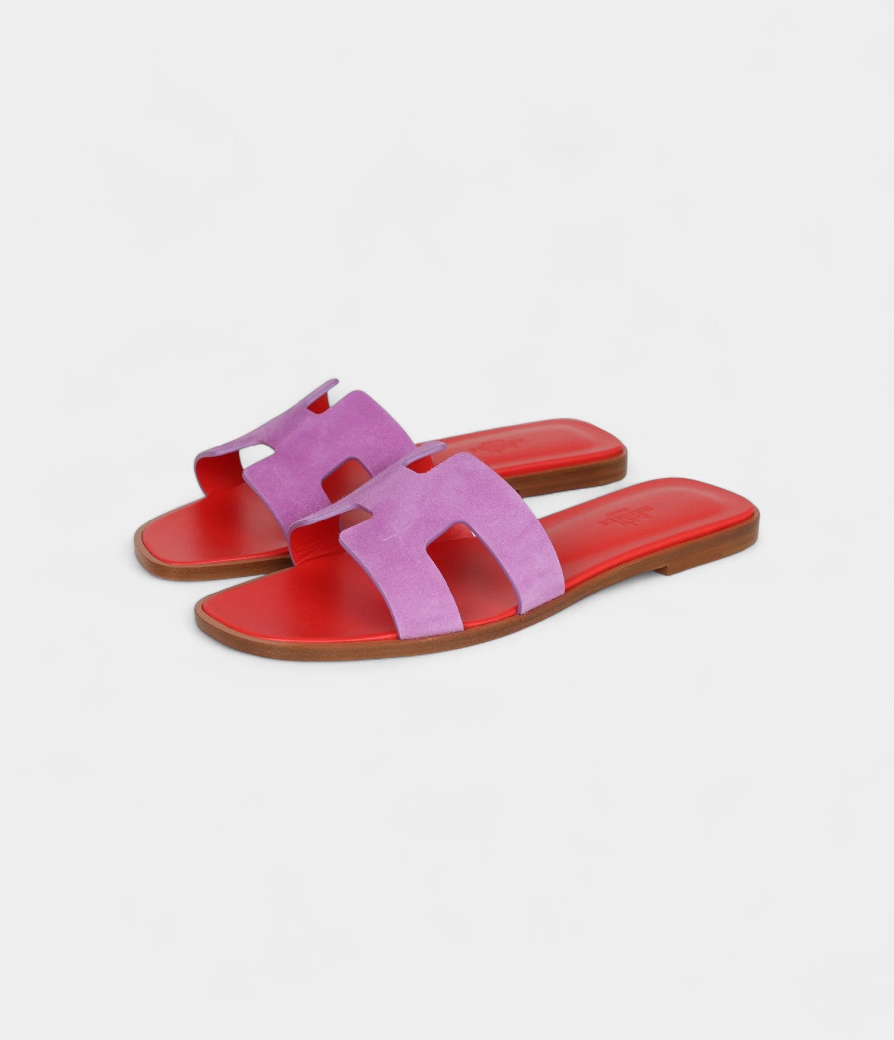 HermesOranSandalVioletParmeandRedSuedeGoatskin38.5EU_2.jpg Hermès Oran Sandal Violet Parme and Red Suede Goatskin 38.5 EU
