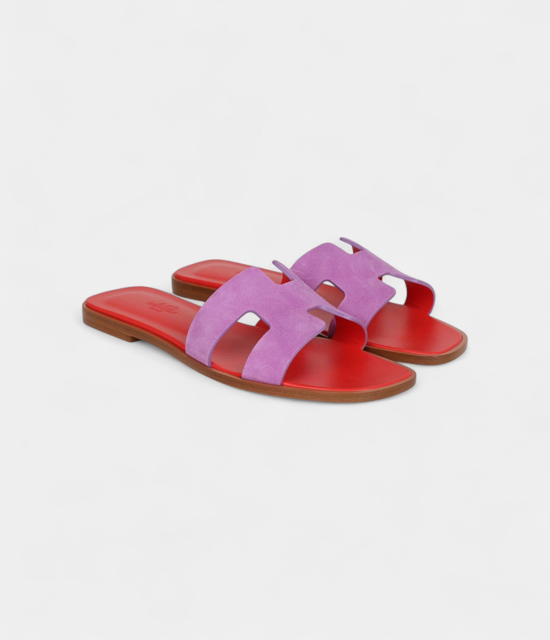 HermesOranSandalVioletParmeandRedSuedeGoatskin38.5EU_3.jpg Hermès Oran Sandal Violet Parme and Red Suede Goatskin 38.5 EU
