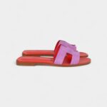 Hermès Oran Sandal Violet Parme and Red Suede Goatskin 38.5 EU