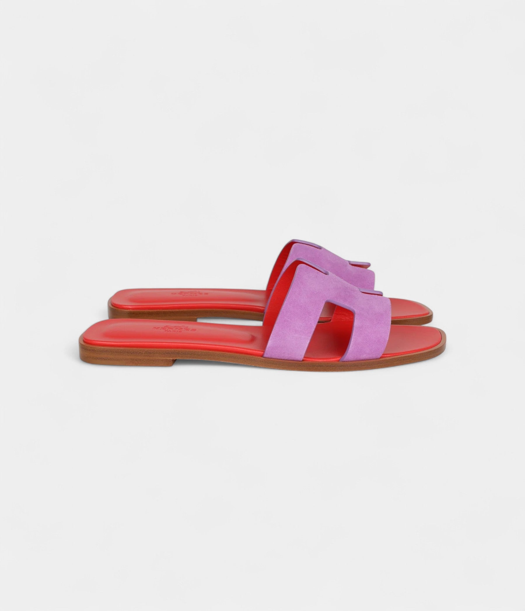 HermesOranSandalVioletParmeandRedSuedeGoatskin38.5EU_4.jpg Hermès Oran Sandal Violet Parme and Red Suede Goatskin 38.5 EU