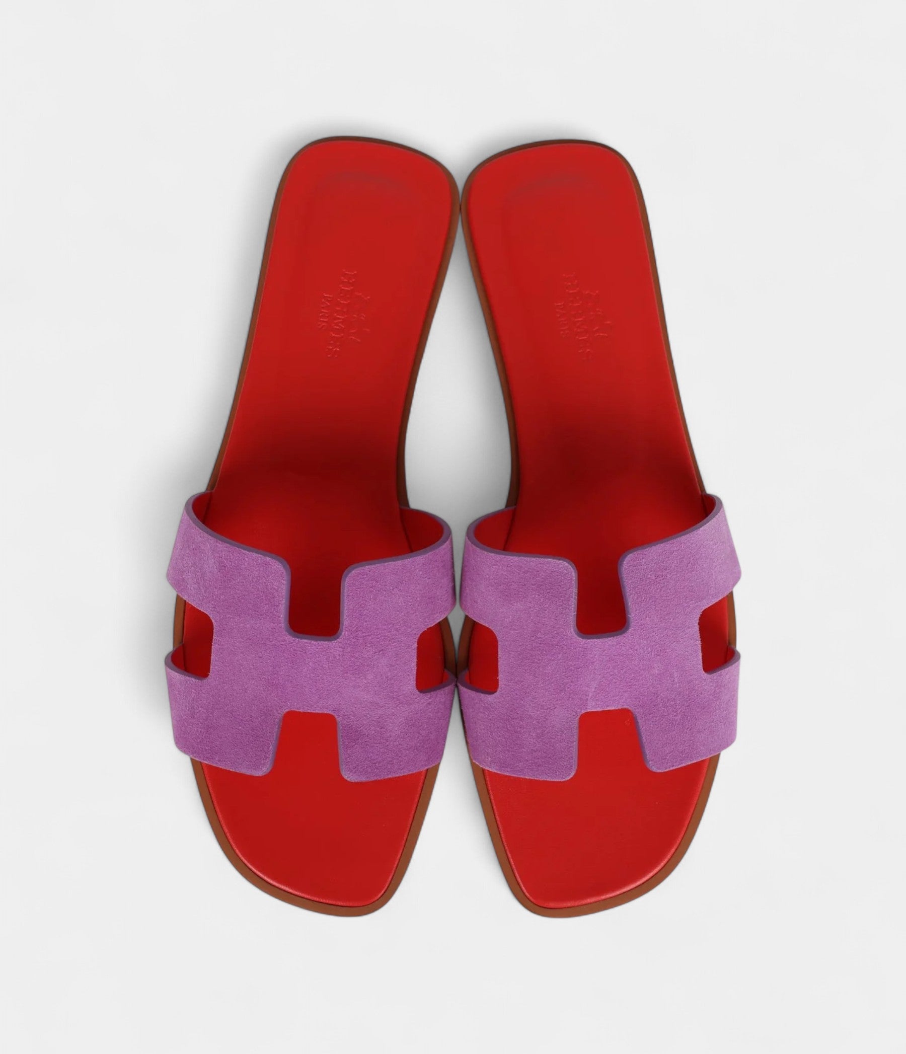 HermesOranSandalVioletParmeandRedSuedeGoatskin38.5EU_6.jpg Hermès Oran Sandal Violet Parme and Red Suede Goatskin 38.5 EU