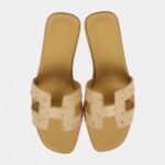 Hermès Oran Sandals Beige Crin Ostrich 37