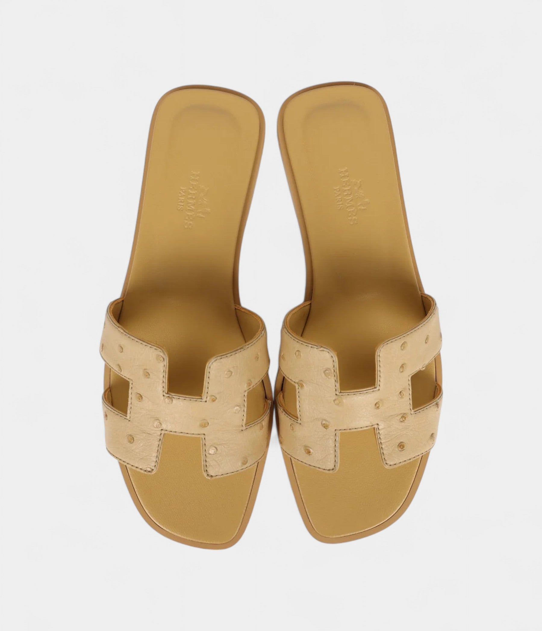 Hermès Oran Sandals Beige Crin Ostrich 37